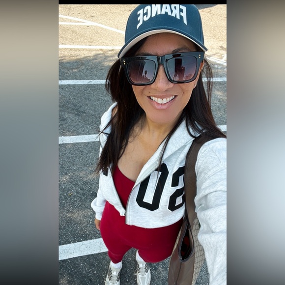 Gray Cropped Hoodie with Black Lettering - Picture 4 of 5